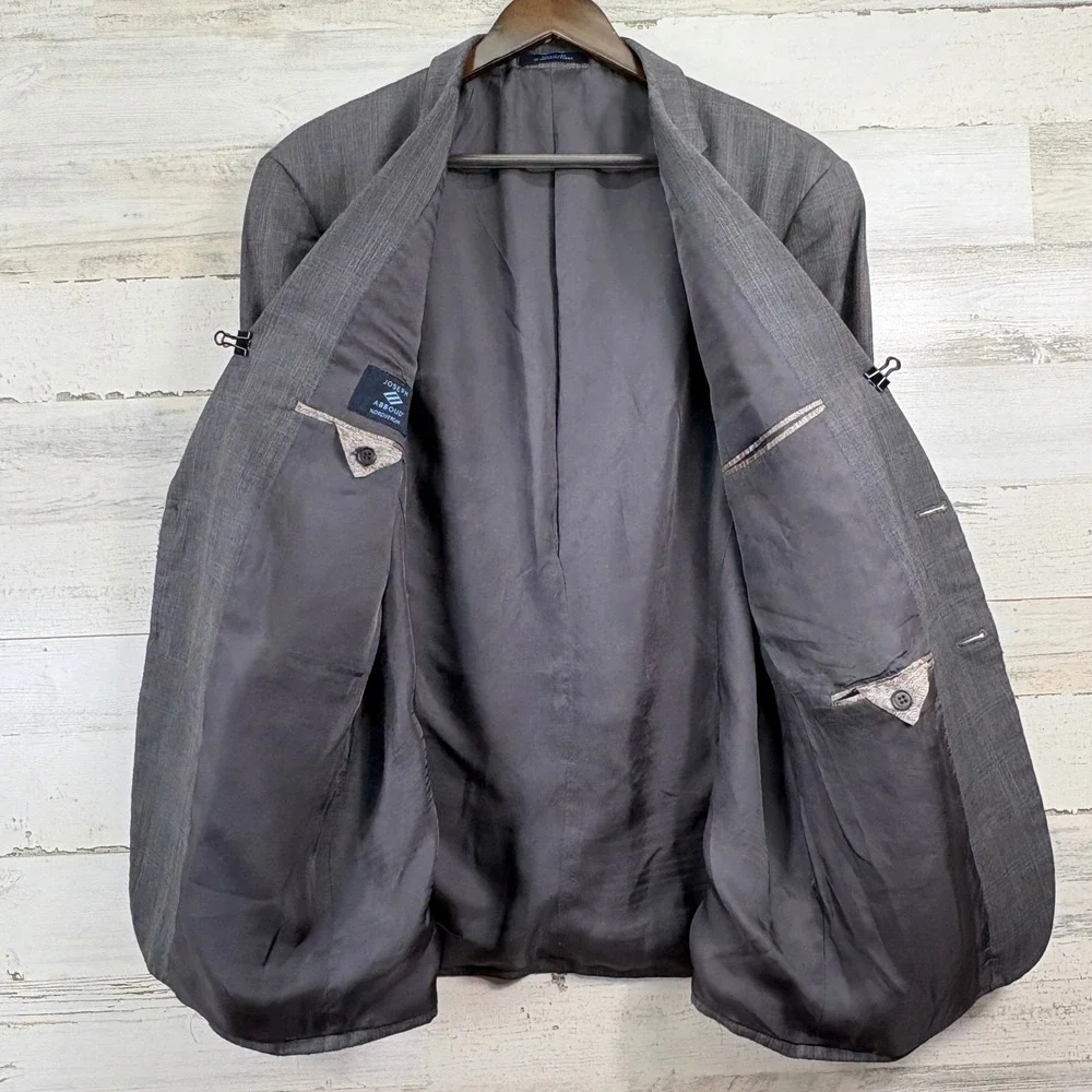 Joseph Abboud Nordstrom Blazer 44R Gray‎ Glen Plaid Wool Sport Coat Professional